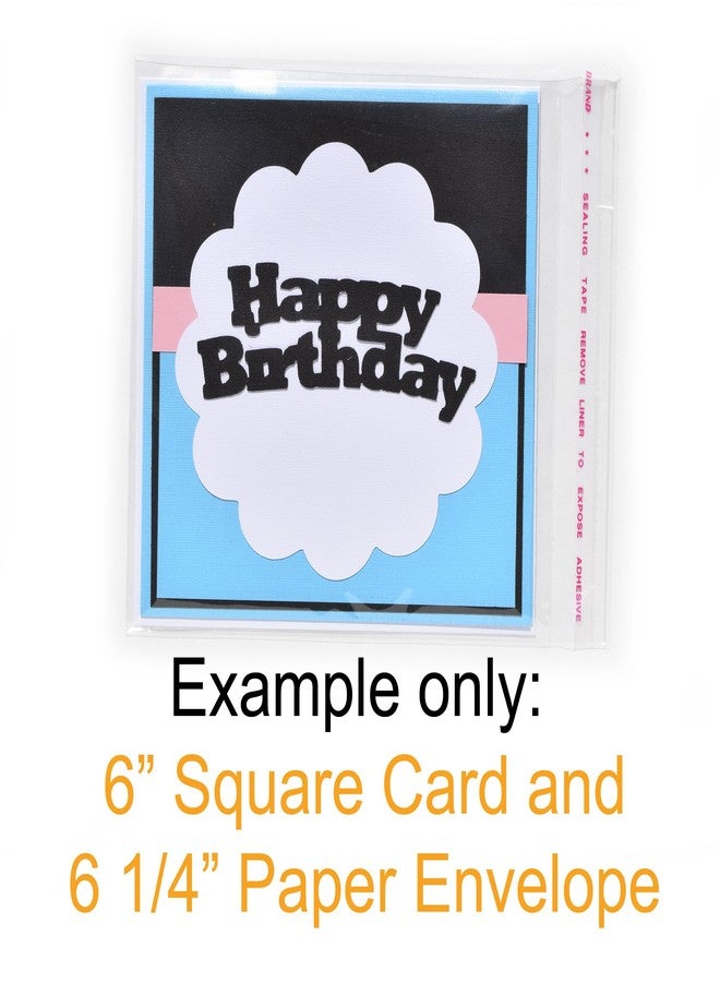 irtree 100 Square 6.5" Crystal Clear Flat Resealable Envelopes - 6 1/2" x 6 1/2" or 6.5 x 6.5 Cello Style Poly Bags with Lip Tape - Fits 6" to 6 1/4” Square Card with or Without a Paper Envelope - Image 5